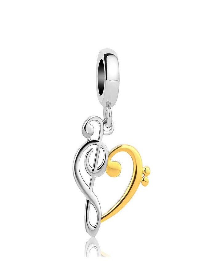 TGLS Gold Plated Heart Love Music Note Charms Musical Notation Dangle Beads Compatible With Pandora Charms Bracelets - Image 1